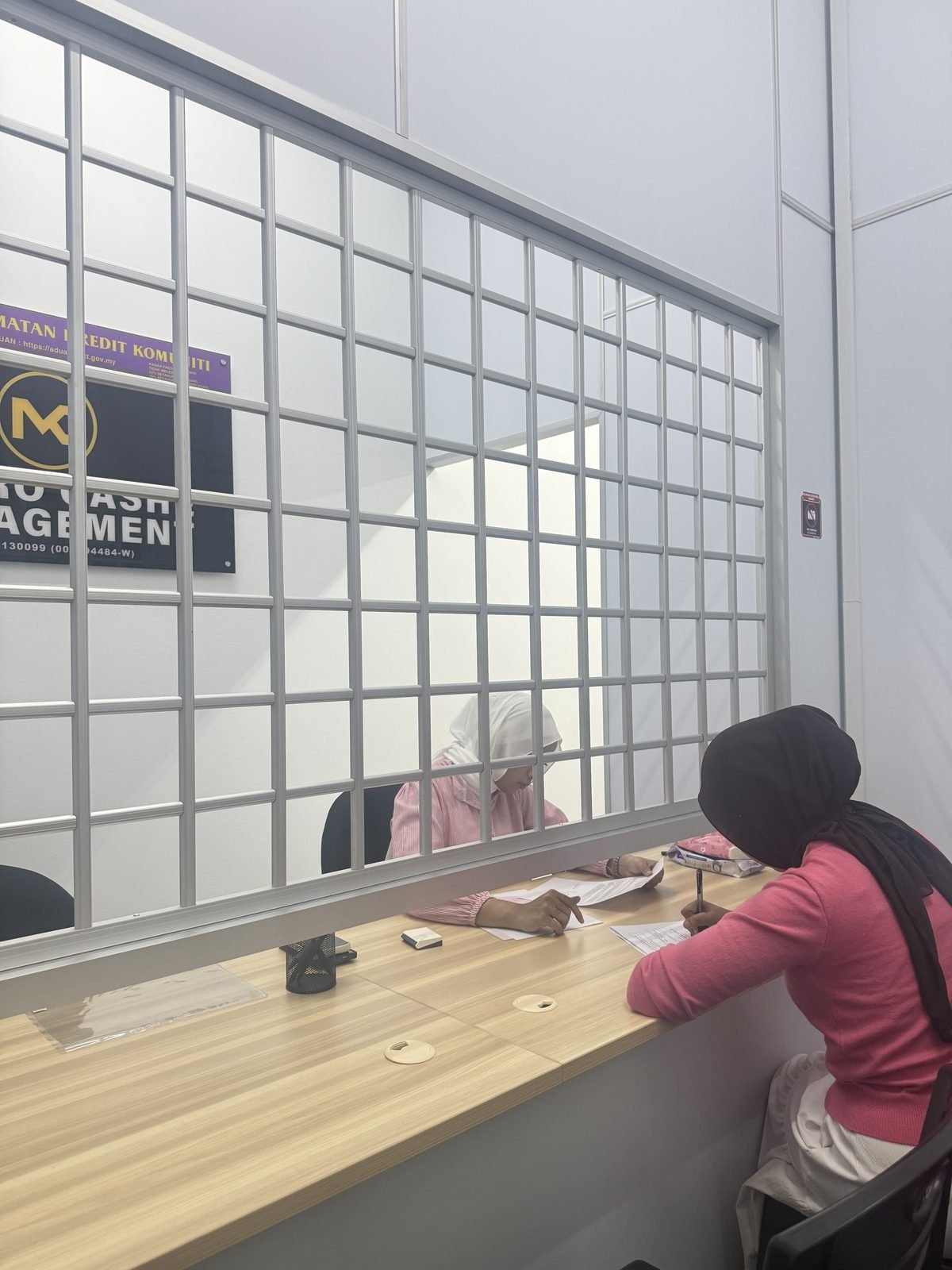 Inside the counter area of Metro Cashe Management's office