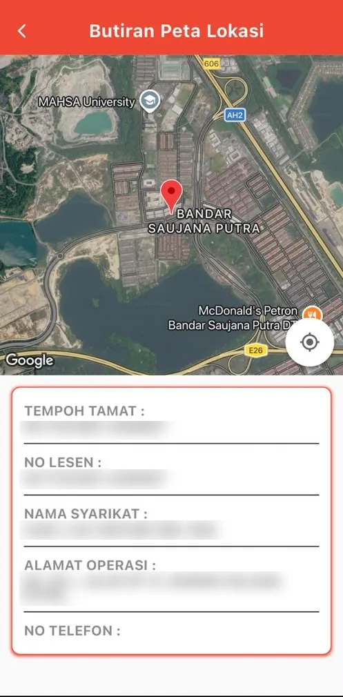 i-KrediKom licence detail screen with expiry, licence number, company name, operating address and phone fields